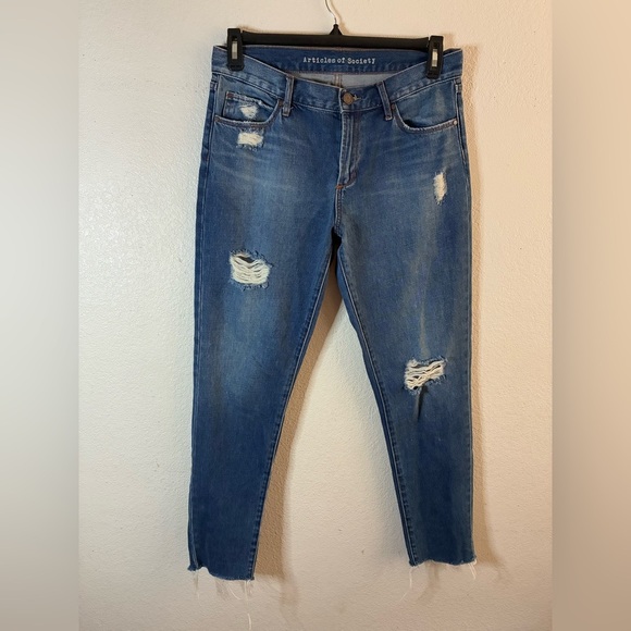 Articles of Society Blue Women's Ankle Skinny Slightly Distressed Denim Jeans 27 - Picture 2 of 16